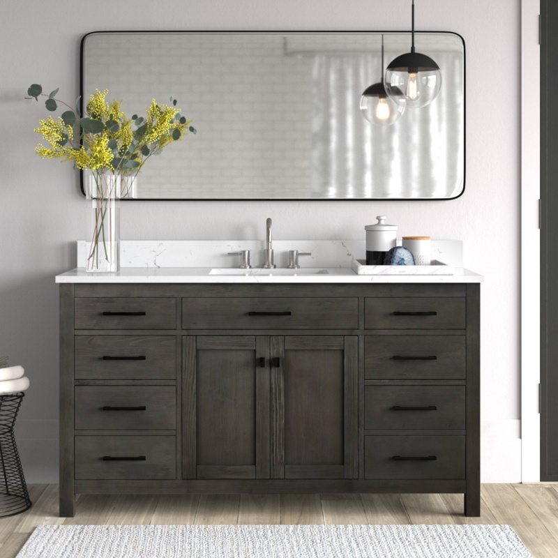 Atencio 60'' Free-standing Single Bathroom Vanity with Vanity Top