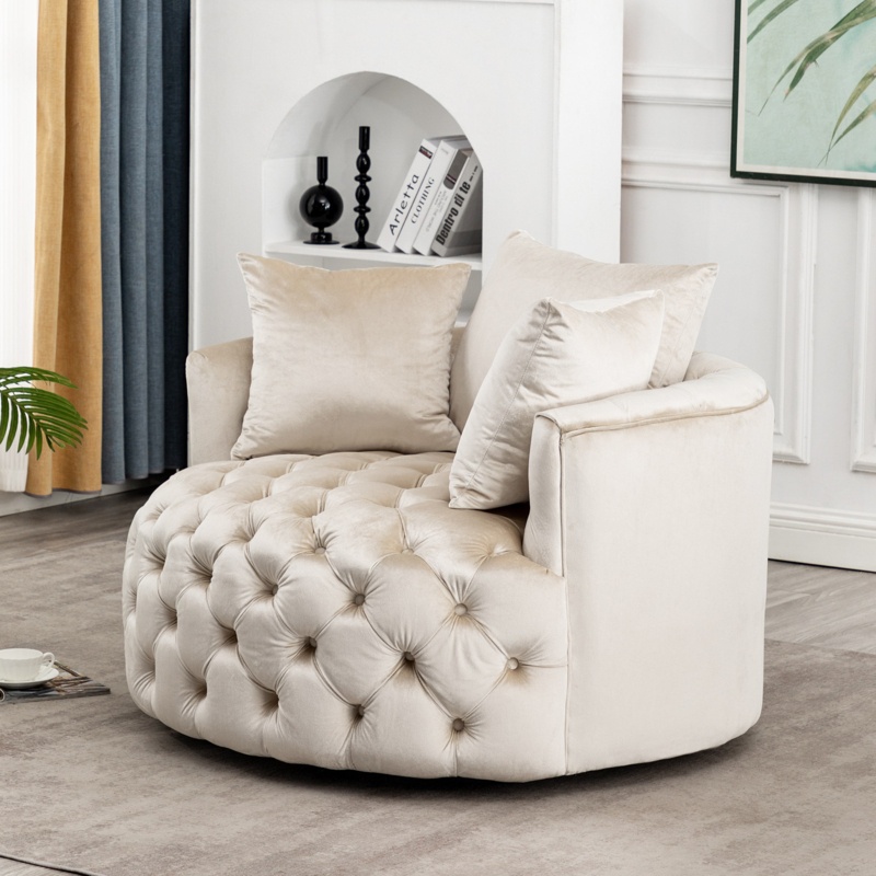 Aticus Upholstered Swivel Barrel Chair