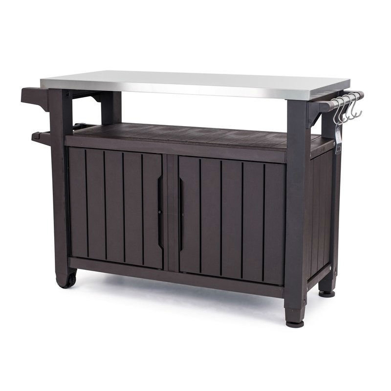 Outdoor Grill Party Caster Bar Serving Cart with Storage