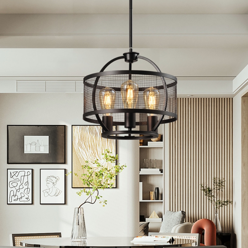 Industrial 3-Light Mesh Pendant