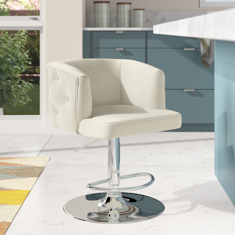Stylish Velvet Upholstered Adjustable Swivel Stool