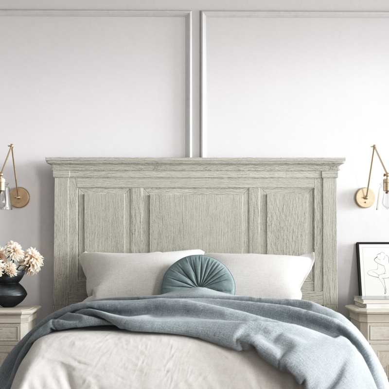 Distressed Light Gray Panel Headboard
