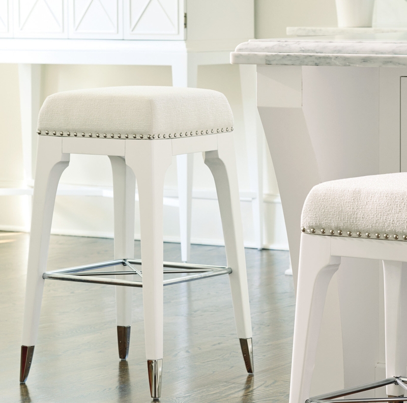 Modern Traditional Bar Stool with Nailhead Trim