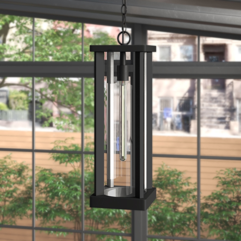 1-Bulb Rectangular Outdoor Pendant