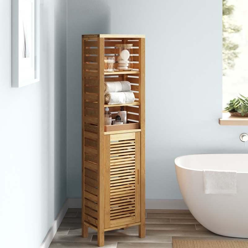 Ayden Solid Wood Freestanding Linen Cabinet