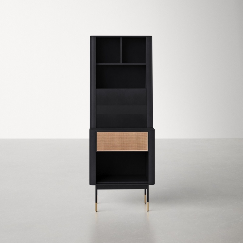 Contemporary Foldable Desk with Wicker Drawer
