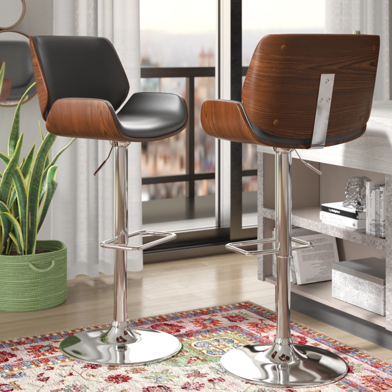 Adjustable Pneumatic Bar Stool with Footrest