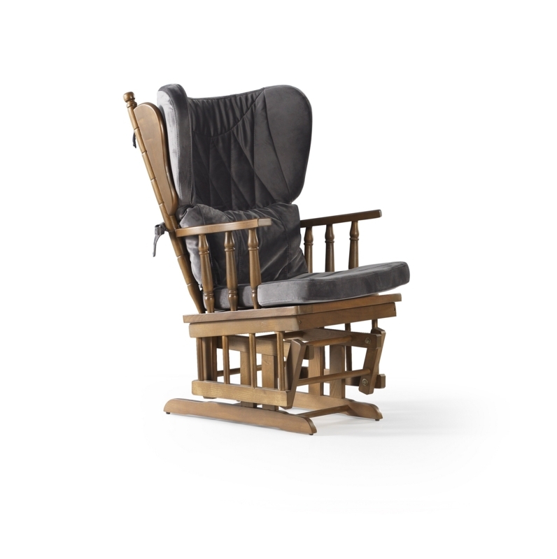 Natural Wood Glider Chair with Ottoman