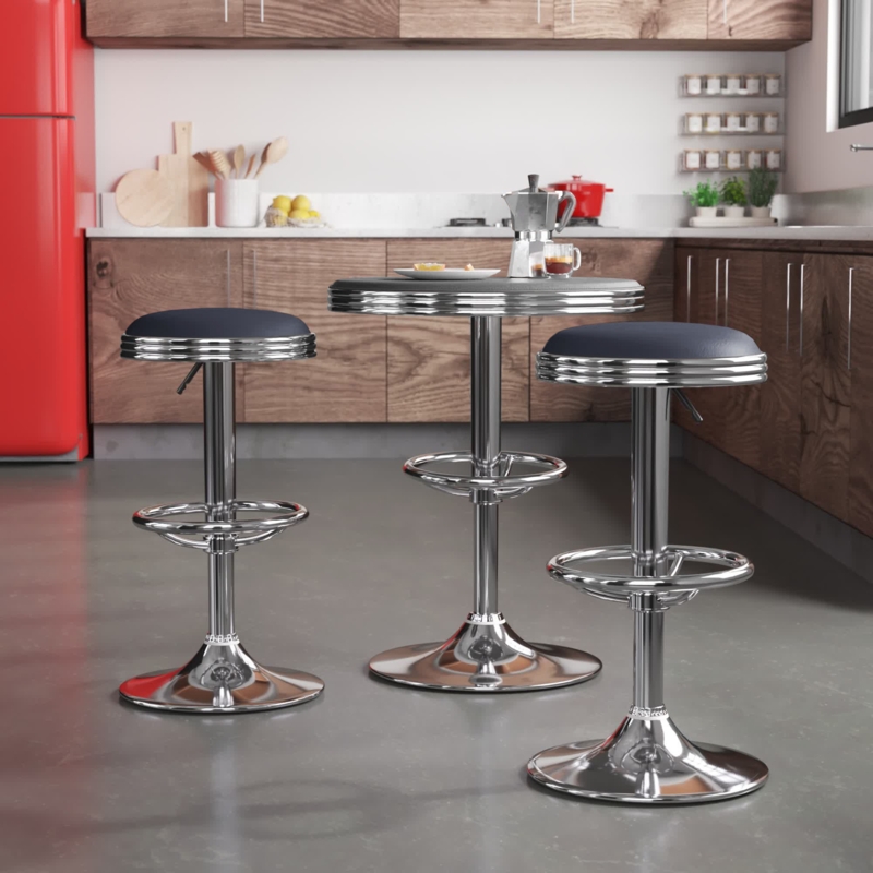 Modern Adjustable Pub Table Set with Swivel Bar Stools