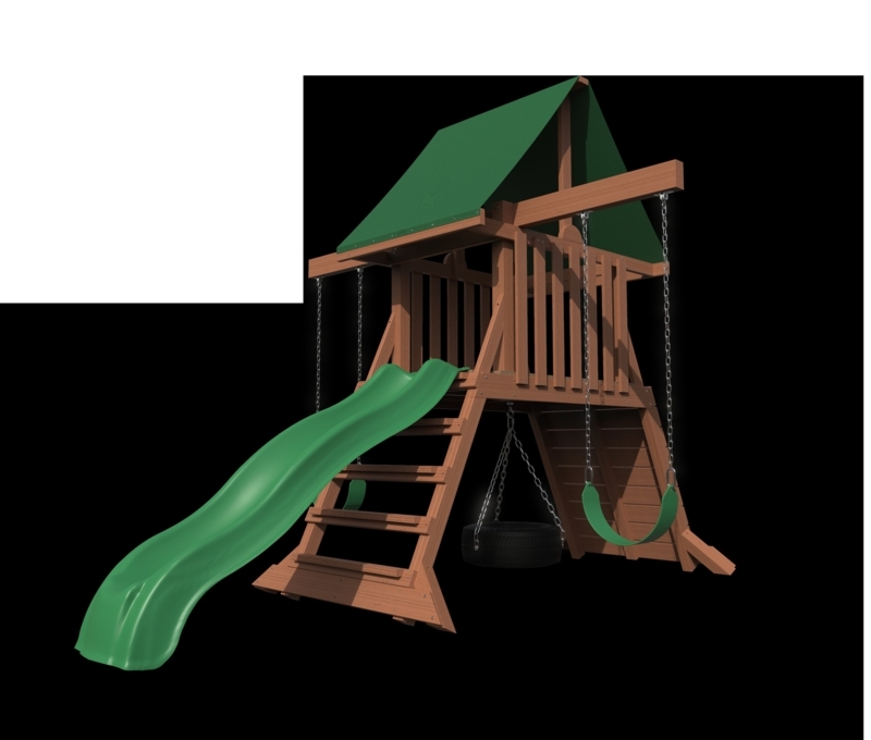 Compact Backyard Swing Set with Cliff Climb