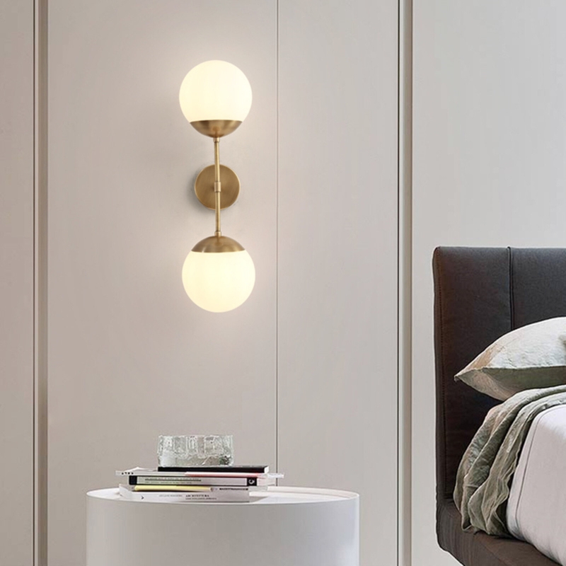 Gold Brass Double Head Spherical Wall Lamp