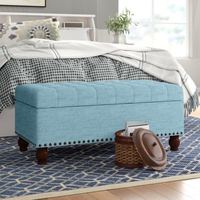 Button-Tufted Storage Bench
