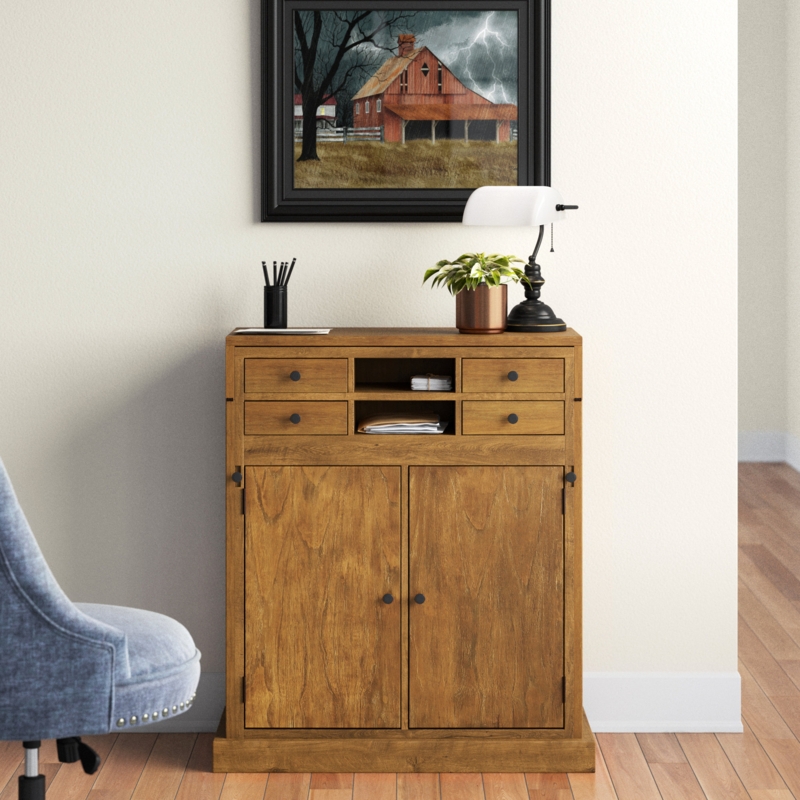 Farmhouse-Inspired Armoire Desk with Storage