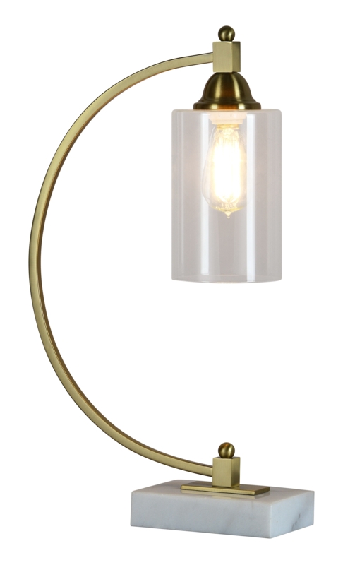 Glass Shade Table Lamp with Marble Base