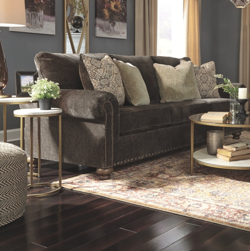 Sofa Bed with Nailhead Trim and Reversible Cushions