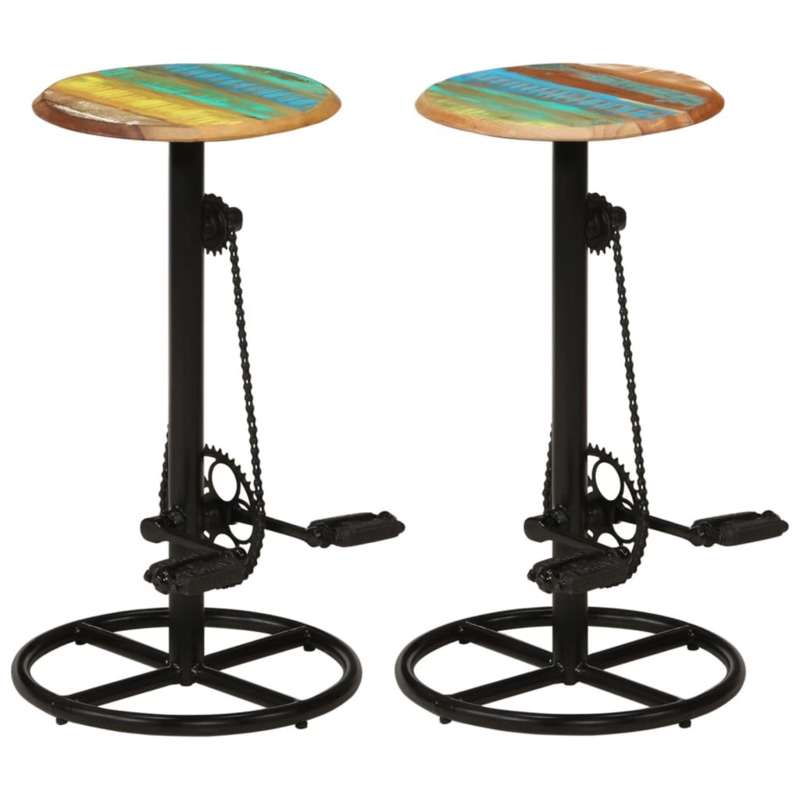 Set of 2 Reclaimed Wood Bar Chairs