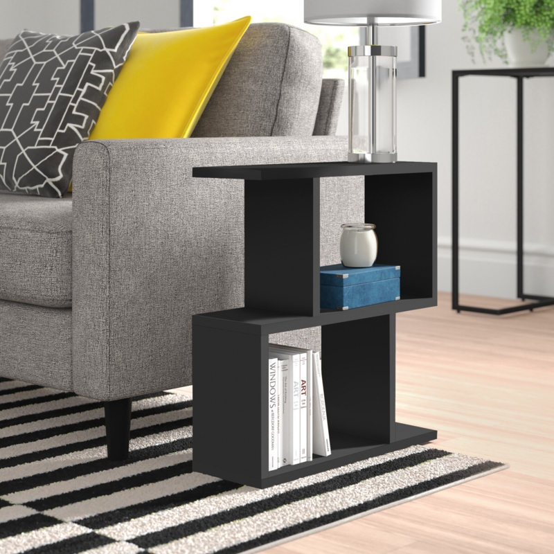 Geometric End Table with Open Shelving