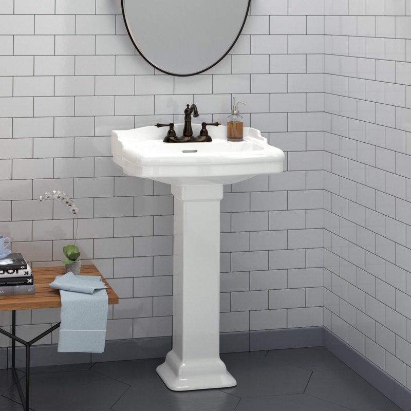 Barclay Stanford Vitreous China U-Shaped Pedestal Bathroom Sink with Overflow