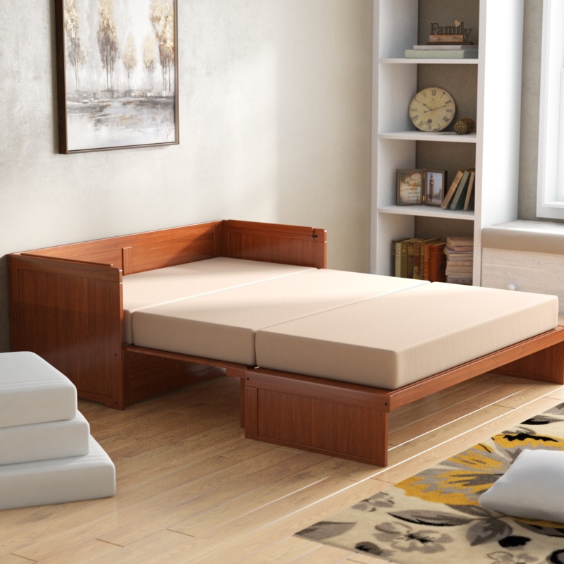 Barham Queen Murphy Bed with Mattress and Power Outlets