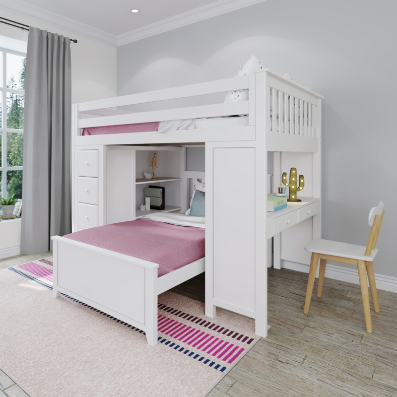 L-Shape Bunk Bed with Staircase Desk Storage