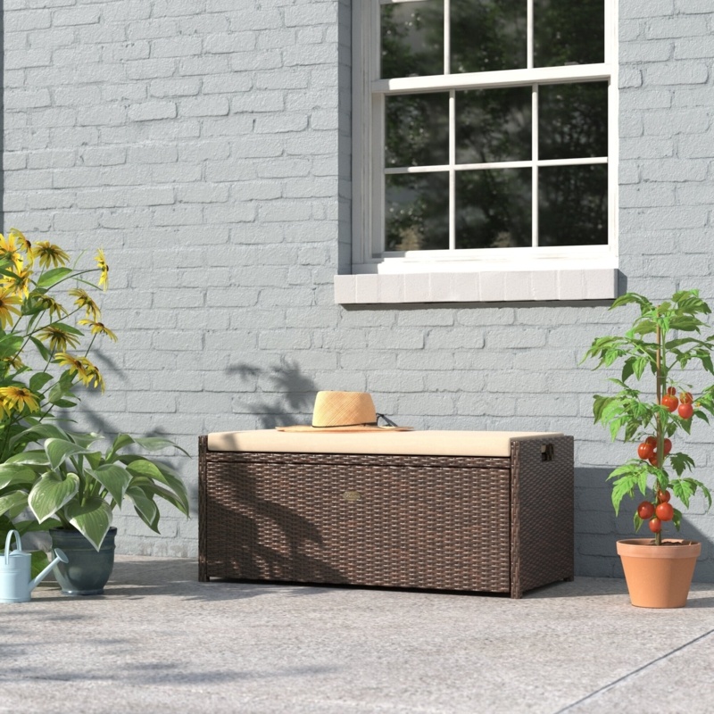Outdoor Wicker Storage Bench