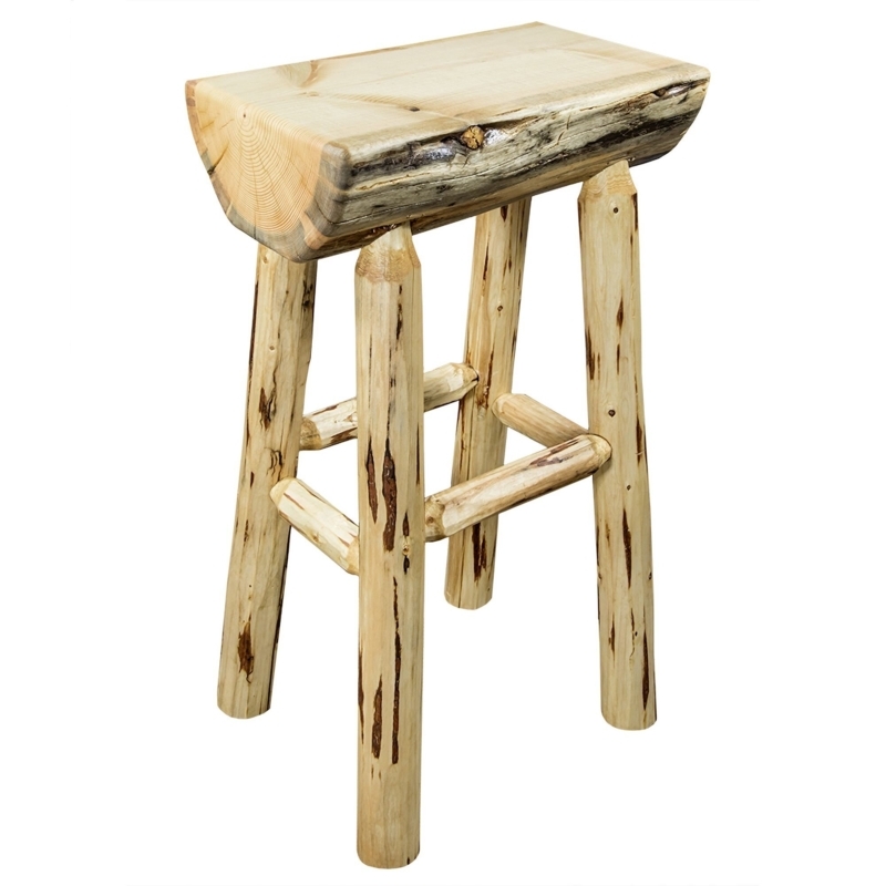 Half Log Outdoor Barstool