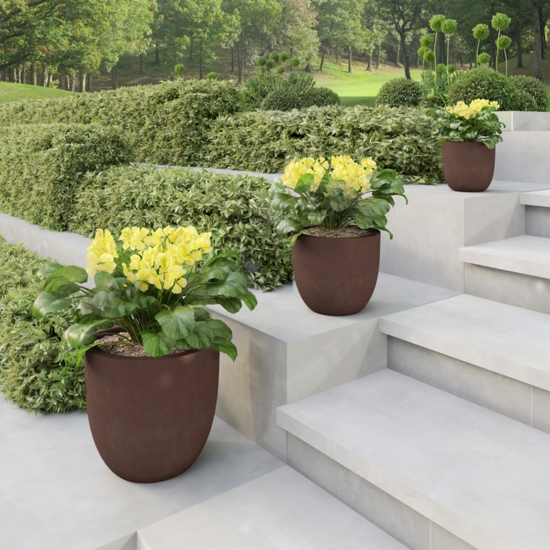 Behling Tapered 3-Piece Fiber Clay Pot Planter Set