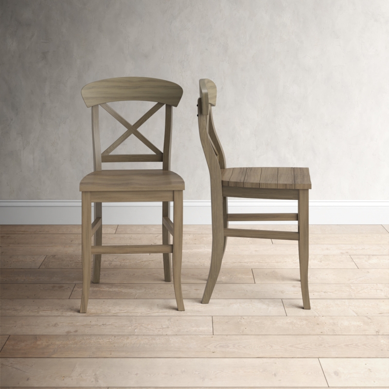 Cross-Back Wooden Counter Stools