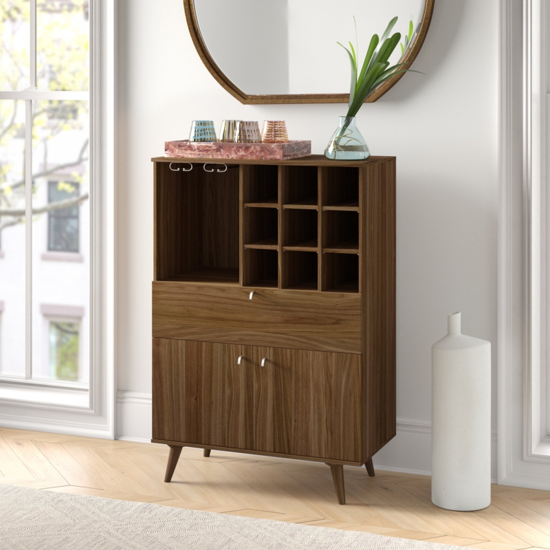 Rustic Bar Cabinet with Wine Storage