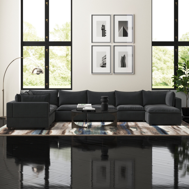 Reversible Modular Sectional Sofa with Ottoman