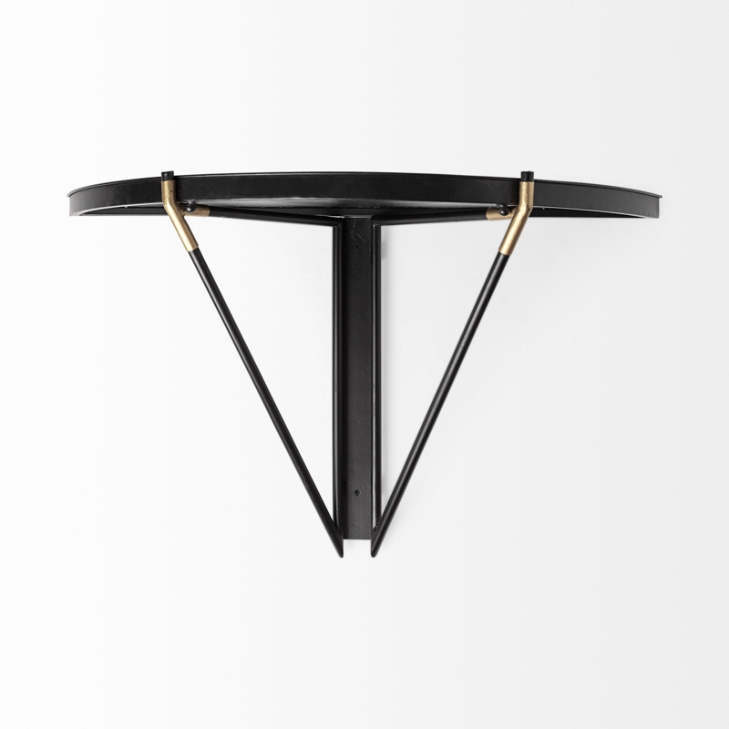 Wall-Mounted Mirrored Shelf with Metal Frame