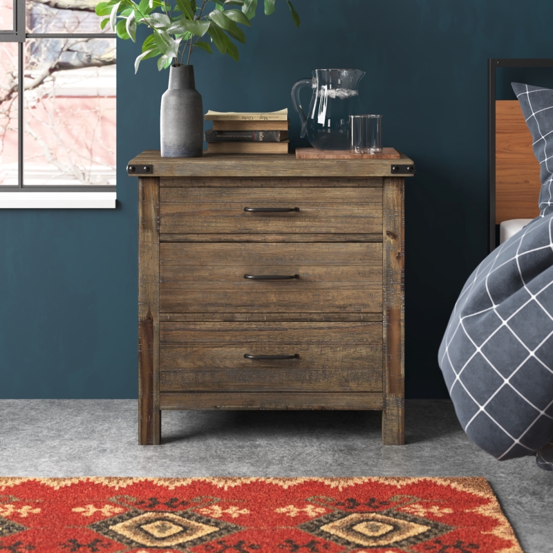 3-Drawer Rustic Nightstand