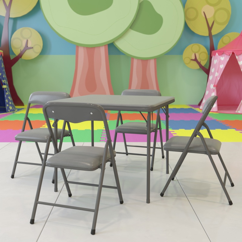 Berger Kids Colorful 5 Piece Folding Table and Chair Set