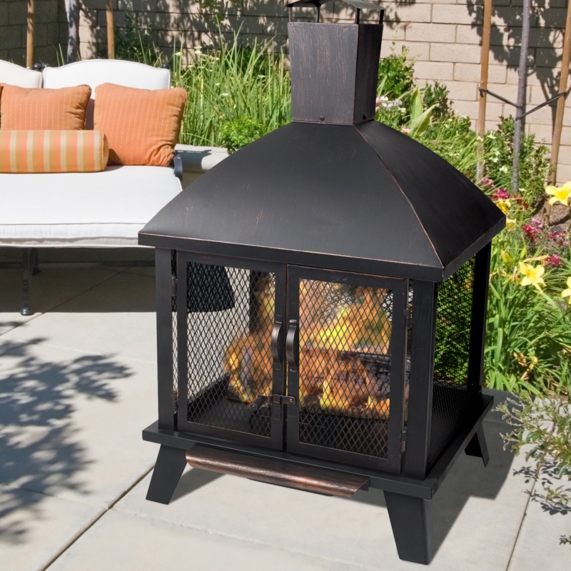 Berngerus 43.31'' H Steel Wood Burning Outdoor Pagoda