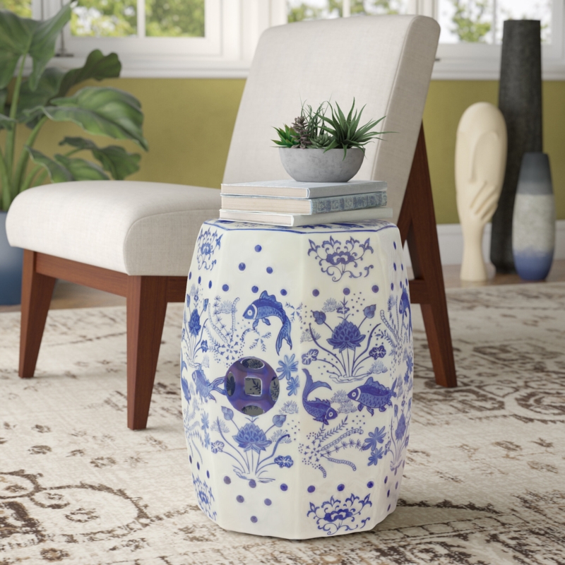 Koi Fish Ceramic Garden Stool
