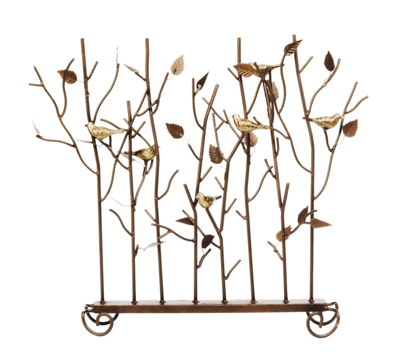 Wrought Iron Fireplace Screen with Bird Design