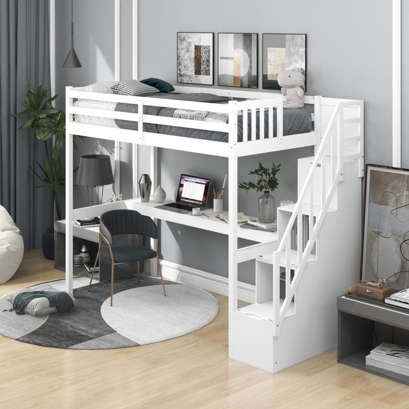 Bithorn Twin 3 Drawer Loft Bed with Built-in-Desk by Harriet Bee