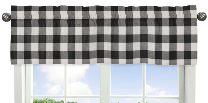 Black And White Buffalo Check Collection Cotton Tailored 54'' Window Valance