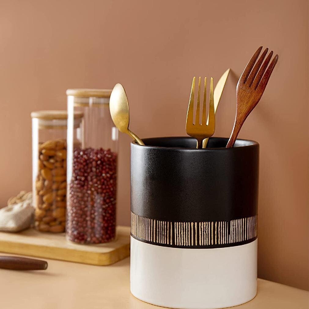 Black and White Utensil Holder