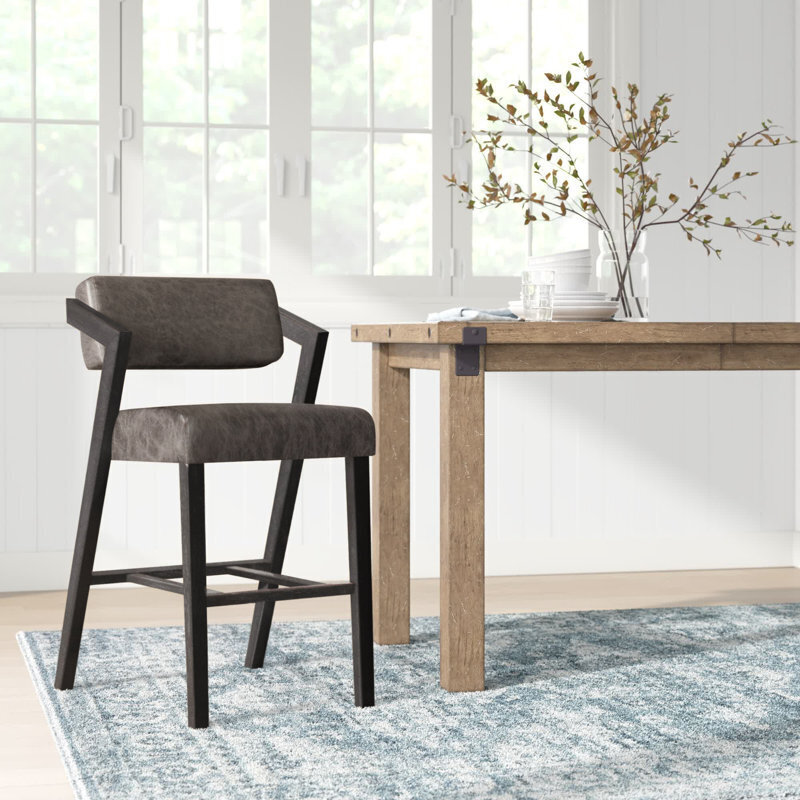 Black Wash Comfortable Low Back Counter Stool