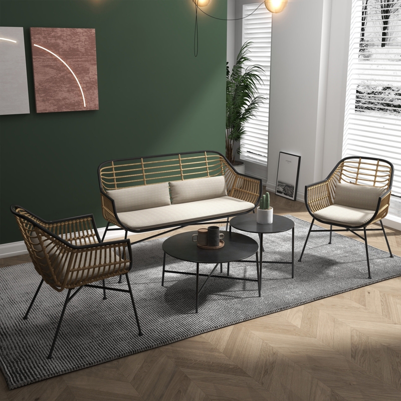 Boho-Style Open Weave Patio Conversation Set