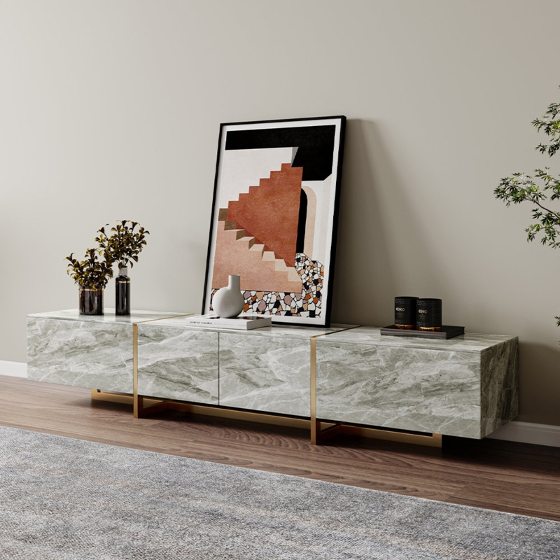 Modern TV Credenza with Sintered Stone Top