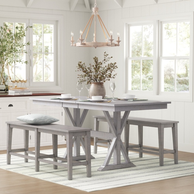 Boden Counter Height Butterfly Leaf Solid Wood Trestle Dining Table