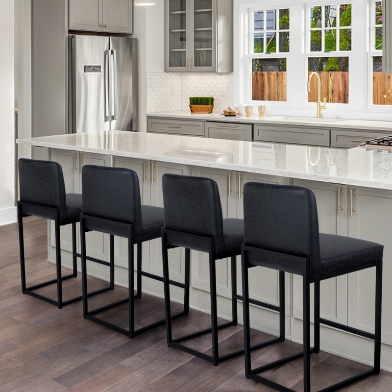 Elegant Bar Stool with Cushioned Seat and Ergonomic Back