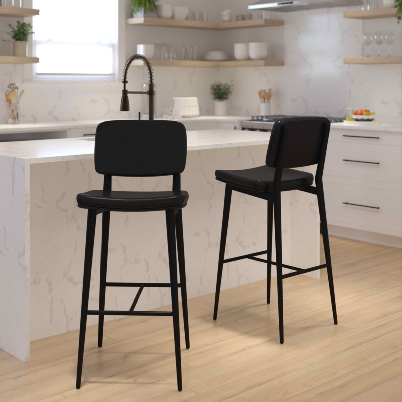 Sleek Mid-Back Barstools - Set of 2