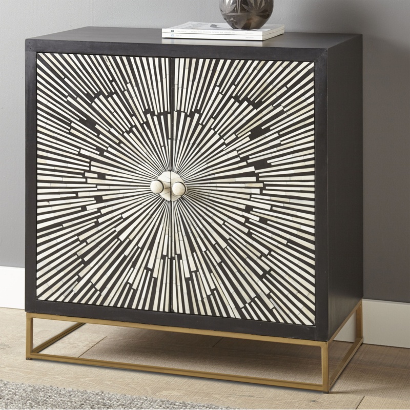 Glam Accent Cabinet with Sunburst Design