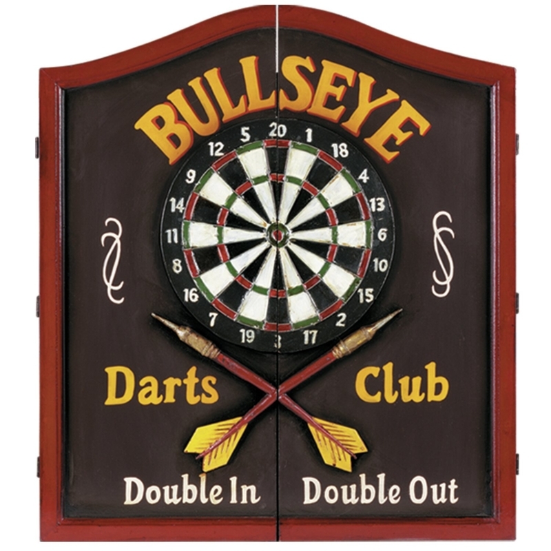 Hand-Carved Dart Board Cabinet