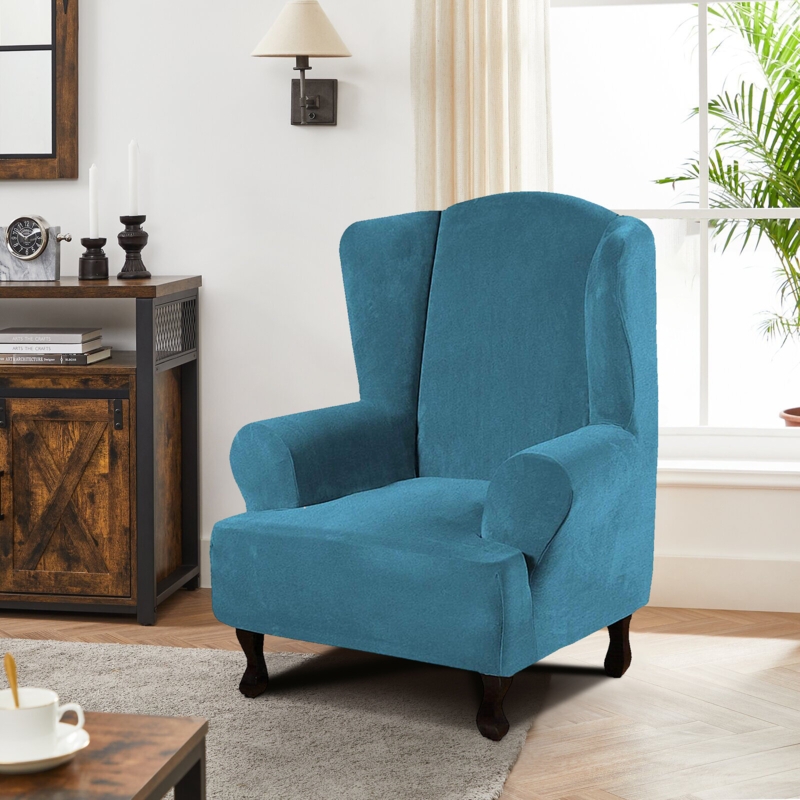 Velvet-Plush Wing Chair Cover