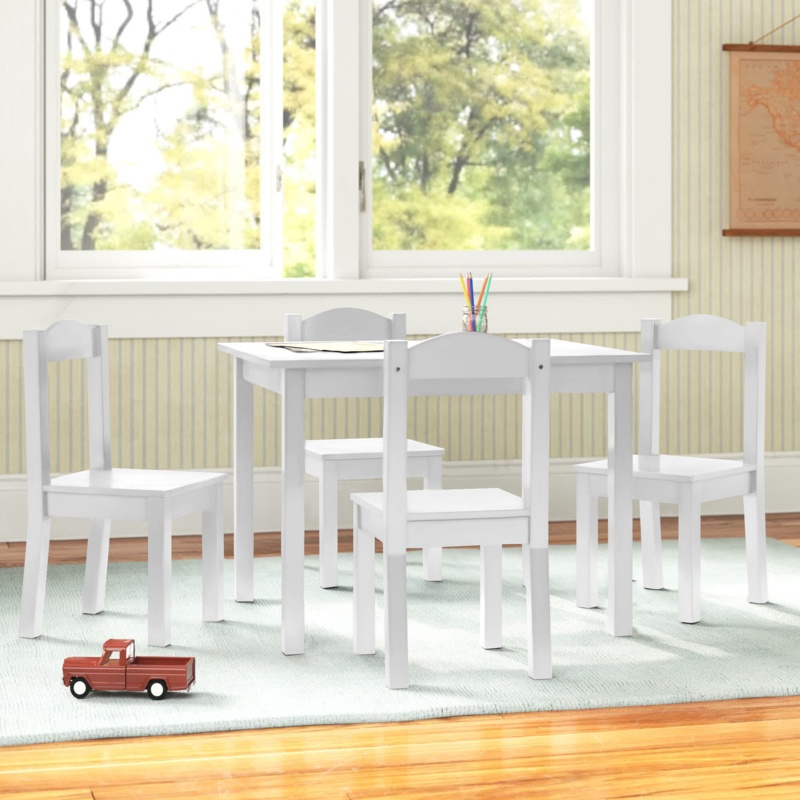5-Piece Kids Wood Table and Chair Set