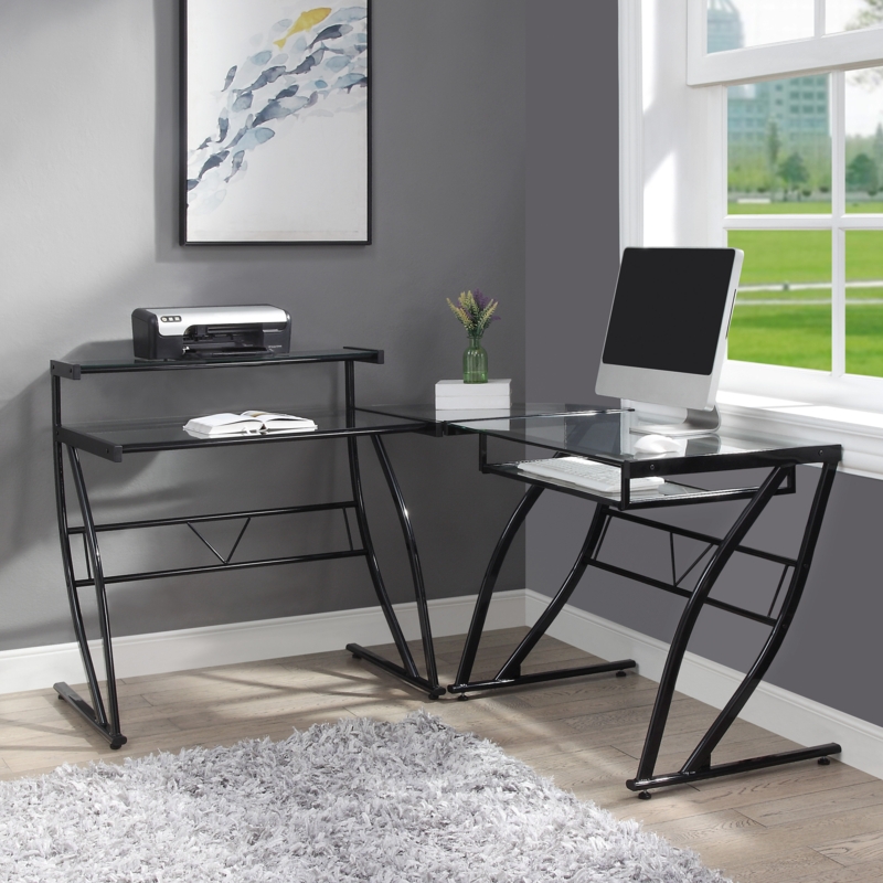 Constellation L-Shaped Glass Desk